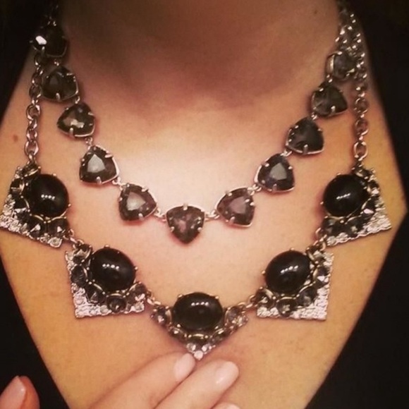 STELLA & DOT • Silver Somerveil Black Grey Crystal Necklace - Picture 2 of 10